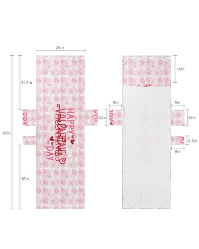 Happy Valentine's Day Beach Lounge Chair Towel Cover, Soft Chaise Lounge Towel with Side Pockets Patio Pool Chairs Cover for Beach/Pool Sunbathing 29x85 Pink Floral Red Love Heart