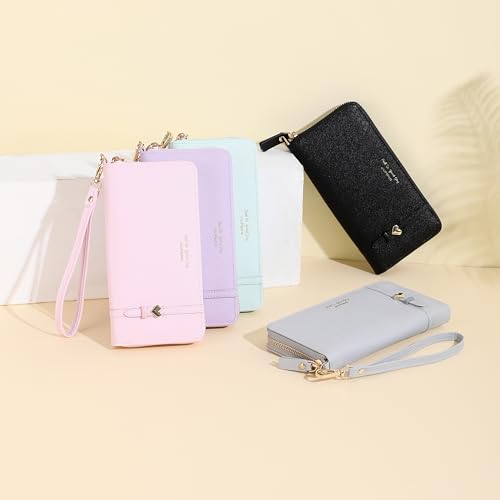JIUFENG Women Long RFID Blocking Wallet Large Capacity Zipper Wristlet Purse Card Holder Cellphone Bag Fashion Clutches3