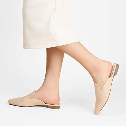 Ankis Mules For Women Flats -Beige Womens Mules Flats Comfortable Pointed Toe Mules For Women Slip On #TOP3