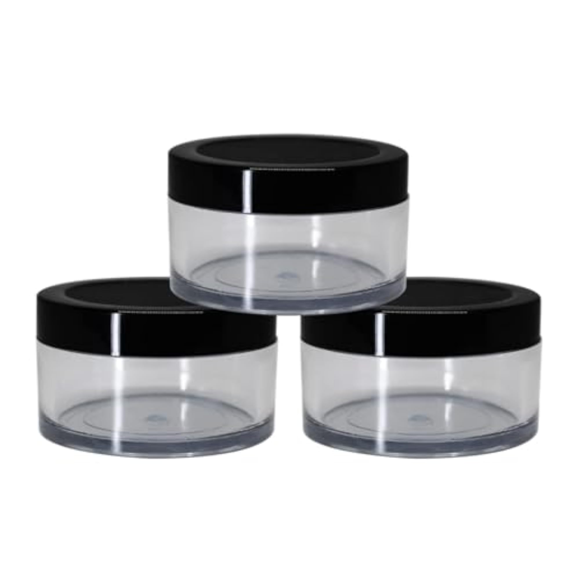 Acrylic Container San Jars with Black and White Lids, Set of 3