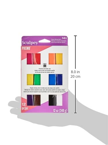 Sculpey Premo Classic Mixing Color Sampler Pack, 12 Colors, Polymer Oven-Bake Clay, Non Toxic, 12 Oz., Great For Jewelry Making, Holiday, Diy, Mixed Media And Home Décor Projects #TOP6