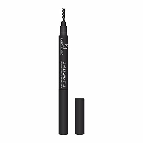 Image of Half N Half Eye Brow Artist Long Lasting Automatic Eyebrow Pencil & Brush | Sleek spoolie brush | Long-Lasting & Natural looking results | retractable pencil easy to use | Perfect arch - Black