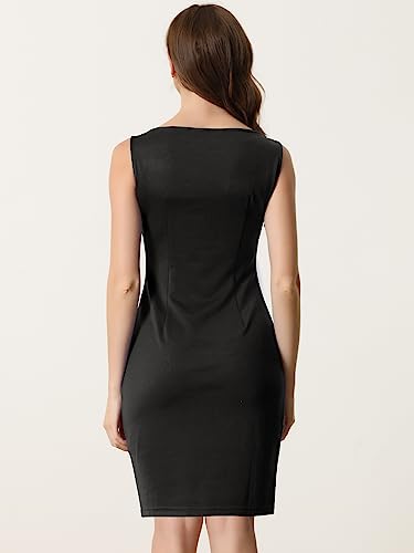 Allegra K Sheath Dress for Women's Business Teacher Sleeveless Boat Neck Professional Office Dresses3