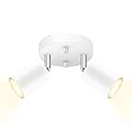 AUQUEE LED 2 Light Track Lighting Kit, LED Track Lighting Fixtures, White Round Ceiling Spot Lighting, Flexibly Rotatable Light Head for Kitchen, Living Room, Bedroom, GU10 Bulb Not Included