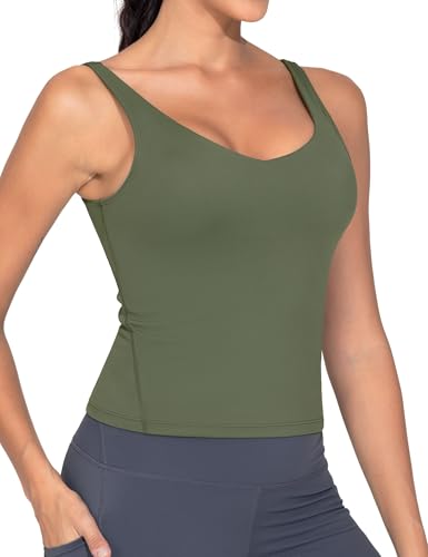 Image of THE GYM PEOPLE Women's Longline Sports Bra Wirefree Padded Workout Yoga Tank Top