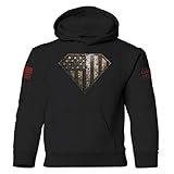 Grunt Style Super Patriot Unisex Youth Hoodie (Large, Black)