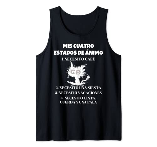 My four moods Coffee Funny Cute Sarcástico gato negro Camiseta sin Mangas