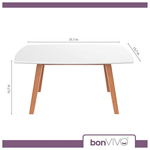 Bonvivo Small Coffee Table - Franz Designer Low Table W/Wooden Bamboo Frame For Sitting, Storage And Living Room Furniture For Men And Women - White #TOP2