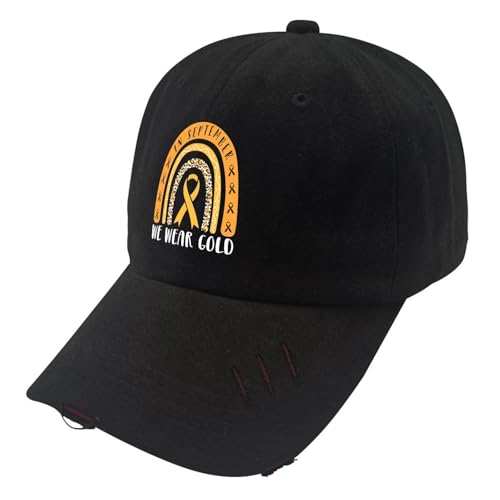 We Wear Gold in September Childhoods Cancer Hat for Dad Soft Washed Distressed3