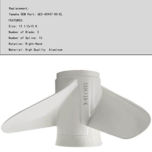 Image of FAWAY 13 1 /2x15-K Boat Motor Aluminum Propeller 6E5-45947-00-EL | Compatible with Yamaha Outboard Engines 60HP 70HP 75HP 80HP 85HP 90HP 115HP 130HP 15 Tooth-RH