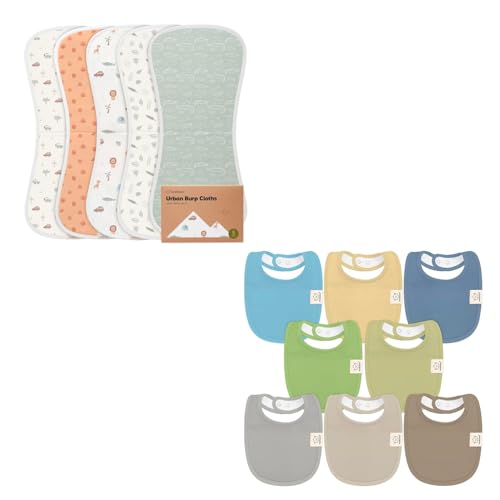 Image of KeaBabies 5-Pack Burp Cloths for Baby Boys and Girls and 8-Pack Baby Bibs for Girls & Boys - Ultra Absorbent Burping Cloth, Teething Baby Bibs for Boy, Girl, Burp Clothes