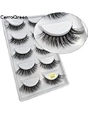 CerroQreen Eyelashes 5 Pairs Pack 3D Fake Eyelashes Mink Fur Hand-Made Dramatic Thick Crisscross Deluxe False Lashes Black Nature Fluffy Long Soft Reusable