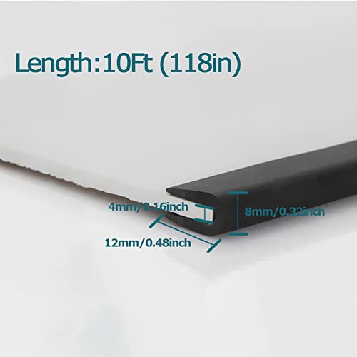 Tintvent Rubber Edge Trim Black, U Channel Pvc Plastic, Metal Edge Protector Fit For 0.16", 10Ft(118In) #TOP1
