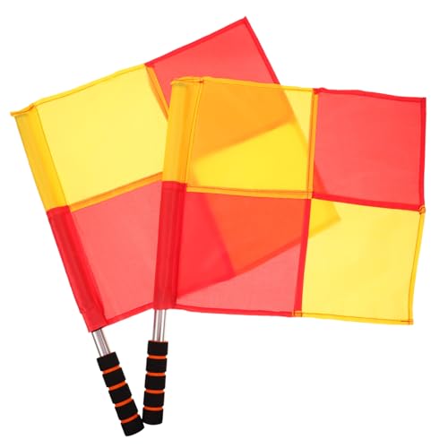 FOYTOKI Soccer Referee Signal Flags Match Conducting Flags Stainless Steel Flagpoles for Racing Outdoor Sports