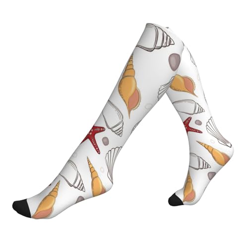 Shell Starfish Print Compression Socks for Women and Men,15-20 mmHg is Best Support for Athletic sports