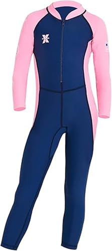 Image of Youth Girls Boys One Piece Water Sports Sun Protection Rash Guard UPF 50+ Long Sleeves Full Suit Swimsuit Wetsuit Swimwear, Navy /1, 2-3T