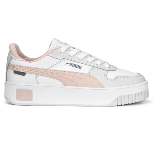 Puma Womens Carina Street Sneaker, Puma Womens White-Rose Dust-Feather Gray, 11
