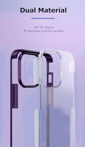Image of mobistyle iPhone 14 Pro Polycarbonate Non Yellowing Translucent | Ultra Hybrid Drop and Camera Protection Back Cover Case for iPhone 14 Pro (Purple Side)