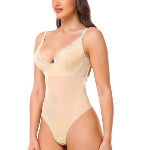 Ovlize Fajas Reductoras Mujer, Shaper Barriga Levanta Glúteos, Body Shaper Control de Abdomen Bodysuit Posparto, Vientre(Beige,XXL)