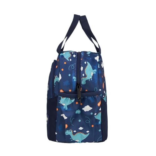 Image of F Gear Cibo Blue Roar Dino 11L Kids Lunch Bag for School|2 Spacious Compartment with Bottle Holder|Lightweight & Durable|Unique Playful & Fun Dino Print|Lunch Bag for School, Travel & Picnic