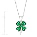 Finecraft Shamrock Clover Pendant Necklace with Green Cubic Zirconia in Sterling Silver, 18
