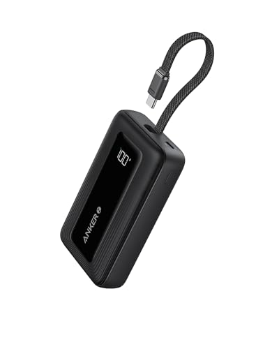 Anker Power Bank 20000mAh 30W, Caricabatterie Portatile ad Alta Velocità con cavo USB-C Integrato, per iPhone 17 Pro Max/16/15, MacBook, Galaxy e Altro(20000mAh, Nero)