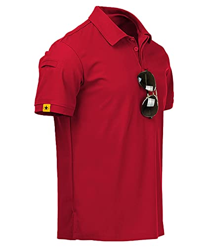 geeksport Polo Hombre Manga Corta Golf Camisa Transpirable Polo Deportivos para Hombre T-Shirt Verano Rojo XL