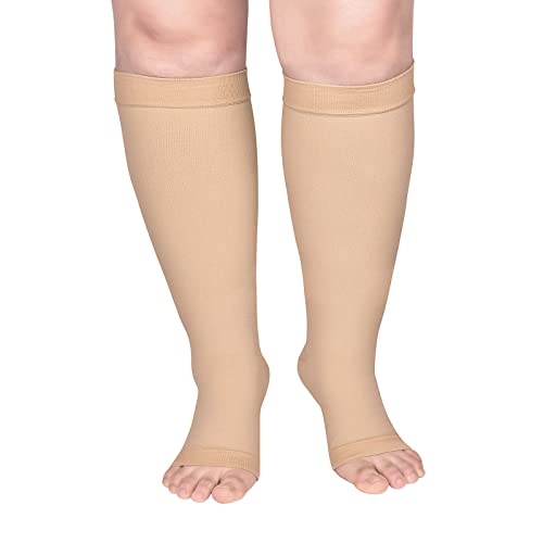Image of Extra Wide Calf Compression Socks Toeless for WomenMen 20-32mmHg Plus Size