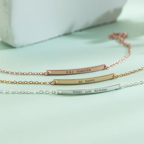 MRENITE Personalized Name Bar Bracelet with Simulated Birthstone Soild 10k/14k/18k Gold Inspirational Gift Handmade Customized Engraved Initial ID Coordinates Charm Christmas2