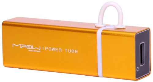 MiPow Power Tube 4000 mAh Backup Battery for Cell Phones, MP3 and Tablets - Gold