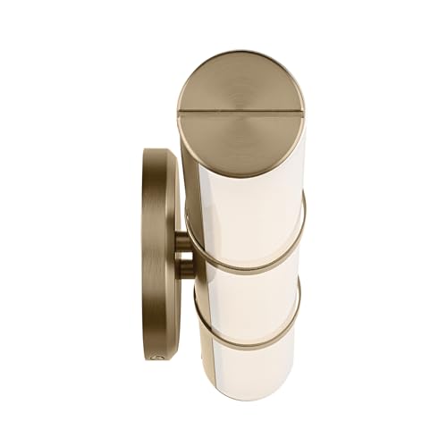 Image of Kichler Rosh 24.25 inch LED Bathroom Vanity Light Fixture with White Glass in Champagne Bronze, Modern Minimalist Bath Bar for Mirror, Dimmable (24.25 inch W x 5 inch H), 55188CPZLED