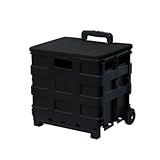 折りたたみキャリーカート 27L フタ付き キャスター付き 折りたたみ キャリーカート 折りたたみコンテナ SIS エスアイエス WS-03L (ブラック)