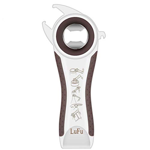 Multi-Function Professional 6 in 1 LUFU Bottle Opener. Being Effort-Saving, Safe and efficient in Bottle Opening, Comfortable Beautiful Non-Slip Handle with Rubber Coating. (Coffee)