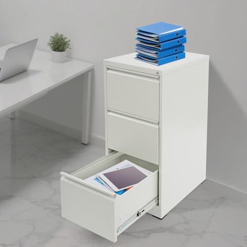 Archivador de metal con cerradura con llaves para uso doméstico en la oficina, color gris y blanco, espacioso, 46 x 62 x 103,1 cm, ideal para archivadores