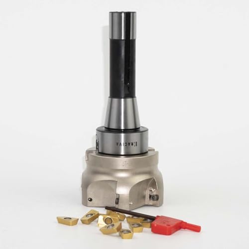 Image of R8 Face Mill, 400R 80MM 90 Face Mill Arbor, R8 FMB27 7 /16-20UNF Thread Shank, 10Pcs APMT1604 Carbide Inserts and T15 Wrench (80-6T)