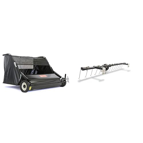 Bundle of Agri-Fab 45-0546, 52-Inch Tow-Behind Lawn Sweeper, 26 cu. ft Hopper Bag Capacity, Adjustable Brush Height and Dump from Seat Handle + Agri-Fab 42-Inch Universal Front Mount Lawn Dethatcher