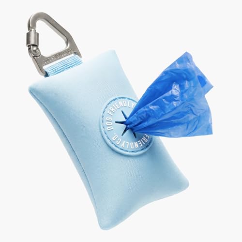 Image of Dog Friendly Co. Poop Bag Holder for Leash, Dog Waste Bag (Sky Blue) | One Click Clip Potty Carrier Dispenser, Pet Trash Bags, Neoprene Fabric for All Weather Conditions, Stylish Walking Accessory