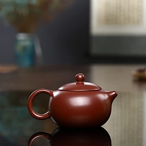 Image of Xishi Teapot Chinese Zisha Clay Pot Ceramics Purple Sand Dahongpao Mud Kungfu Tea Set Kettle Spherical Filter (Red 150ml)