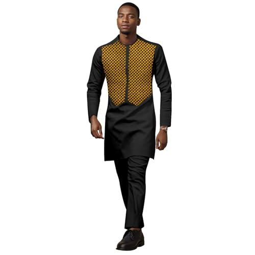 African Suits for Men Print Shirts and Pants 2 Piece Set Bazin Riche Dashiki Outfits Formal Suit