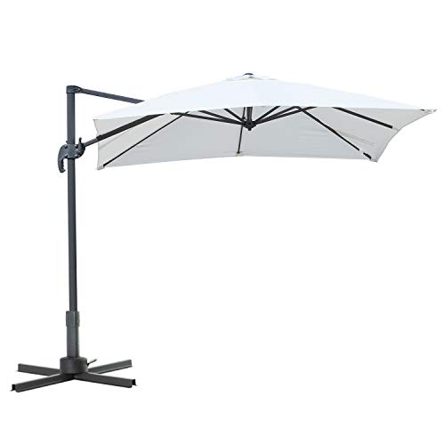 Outsunny 8’ x 8’ Square Offset 360 Cantilever Market Patio Umbrella with Cross