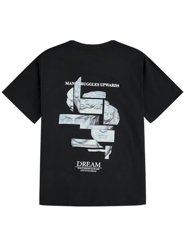 GORGLITTER Men's Cool Graphic T Shirts Oversized Short Sleeve Drop Shoulder Crewneck Tee Top4