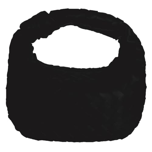 Bolsa feminina de tecido com alça superior com nó de couro sintético macio bolsa Hobo moda feminina clutch noturna, Preto, 11inch