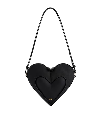 JW PEI Bolsa transversal feminina Francisca em forma de coração, Preto