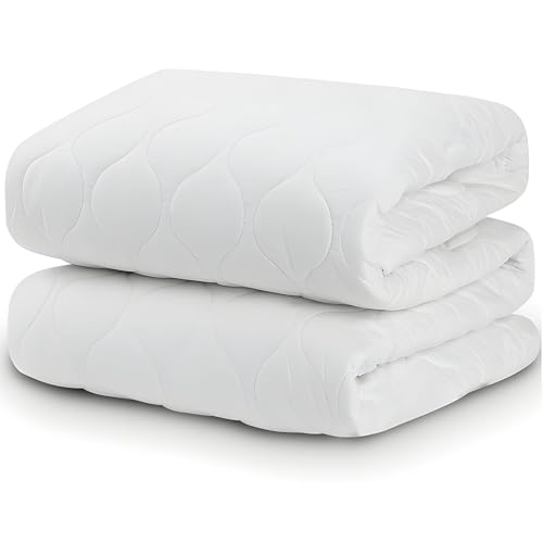 Protector de colchón 200x200 acolchado ajustable blanco cubrecolchón para cama grande 8