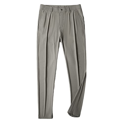 Men's Stylish Slim Fit Pant Classic Straight Leg Casual Suit Pant Lightweight Business Party Comfort Trouser (Khaki,30)