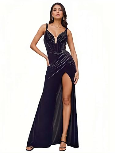 Image of Women's Sequin Prom Dress Evening Gowns for Formal Events | Elegant Sparkly Rhinestone Long Maxi Dresses for Formal Party,Gala,Wedding Guest,Fully Lined,Stretchy,Side Slit