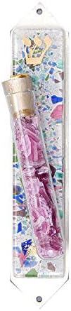 Mezuzah Case for The Jewish Home Fused Glass Designed with Fiesta Wedding Glass Tube Fits a 10 Centimeter Scroll