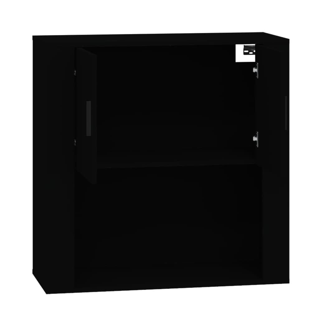 Armario decorativo para aparador, armario colgante de madera con instrucciones de montaje para montaje en pared, armario para cocina en negro, 80 x 33 x 80 cm