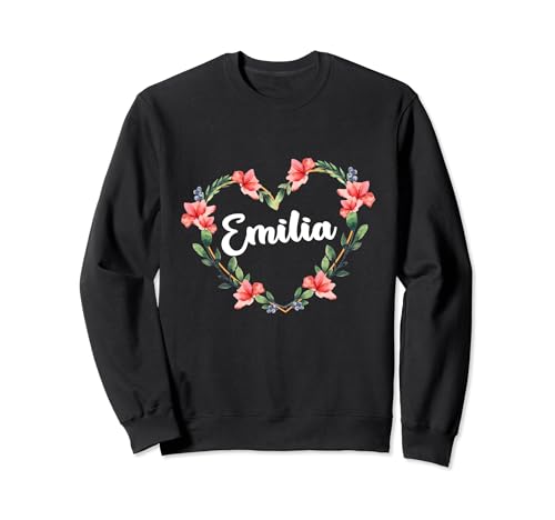 Emilia Flor Corazón Personalizado Nombre Emilia Sudadera