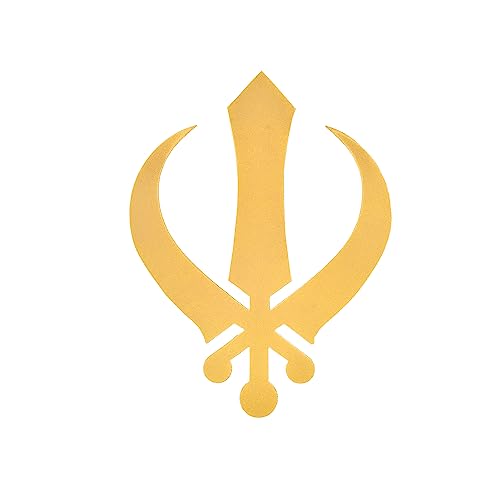Image of METSY Metal Golden Sikh Religious Symbol Khanda 3D Acrylic Wall Hanging Decor Items For Room /Living Room /Bedroom /Office /Home | Metal Wall Art | Wall Decor Items